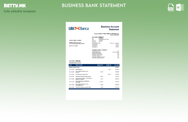 модерен стил на банкарска компанија UBI BANCA за проверка на извод од сметката Ш